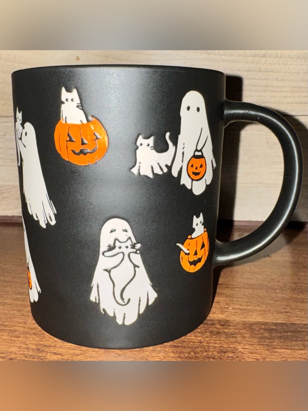 🥰 Halloween "Together Purrever" Ghost 👻& Pumpkin 🎃 & Cats 🐈⬛ Black Ceramic Mug